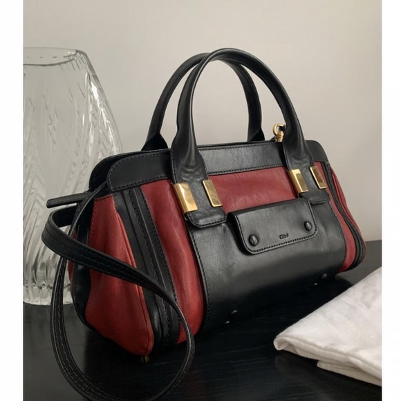 Chloe authentic Black and dark red “Alice” model bag in perfect condition - Picture 2 of 8